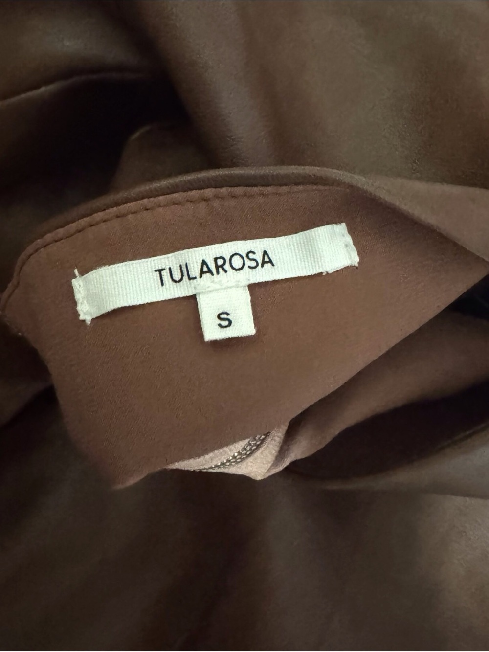 Tularosa Size Small Brown Faux Leather Becca Mini Dress Halter Sleeveless Party - Picture 8 of 8